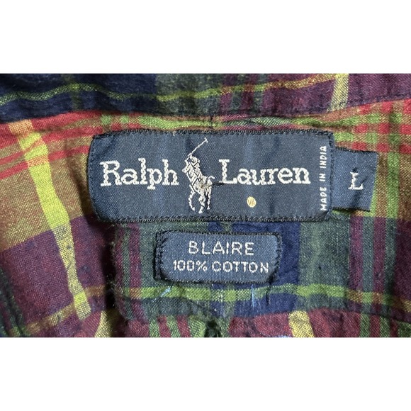 Vintage Ralph Lauren Long Sleeve Flannel Button Down Multicolor Plaid Size Large - Picture 4 of 4